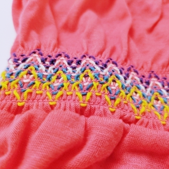 OCEAN PACIFIC OP Smocked Babydoll Embroidery Halter Bright Pink Dress Medium - Picture 2 of 7